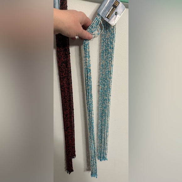 Seed bead scarf x2 red and black, blue and white Y2K 
Handmade Festival boho - Picture 7 of 9